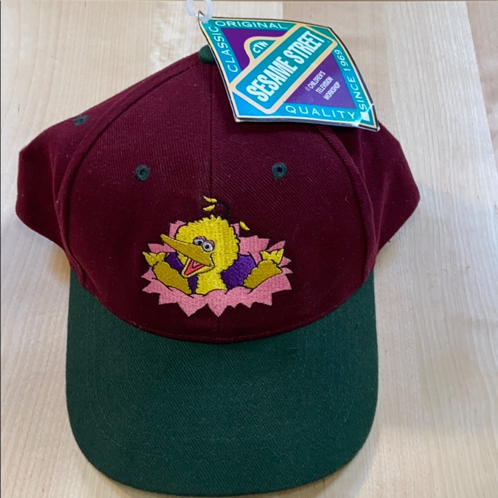 VTG Sesame Street Big Bird Cap Burgundy Snapback
